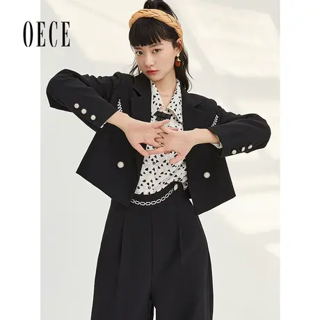 【买1送1】Oece复古短款小西装秋季新款女法式女士西服外套商品大图