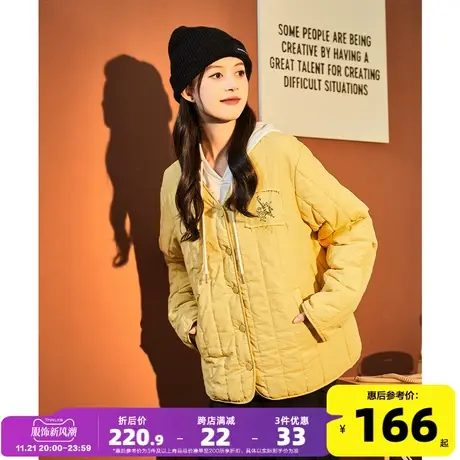 唐狮2024新款女棉衣短款V领开衫轻薄韩系慵懒风棉服保暖外套G图片