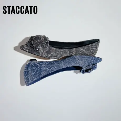 思加图新款法式平底单鞋尖头浅口鞋温柔气质女鞋9A922CQ3商品大图