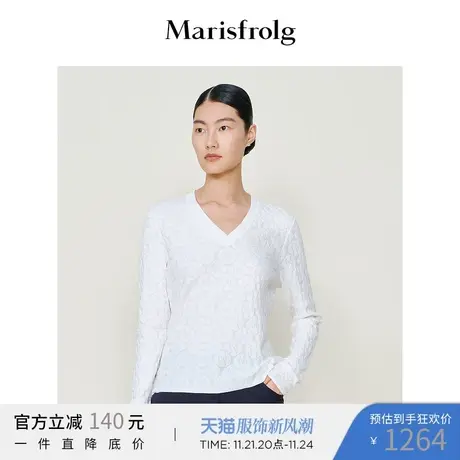 【商场同款】玛丝菲尔女装秋季新款白色毛针织衫A1BW3809M商品大图