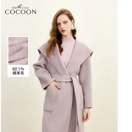 MISSCOCOON静奢风翻领宽松外套2023冬装新款女H型双面毛呢大衣图片