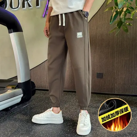 潮牌卫裤男冬季新款加绒加厚宽松束脚运动男裤潮流痞帅百搭休闲裤商品大图