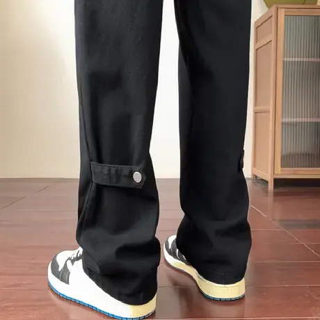 2024新款牛仔裤男春秋季美式高街宽松直筒裤子工装设计感休闲长裤商品大图