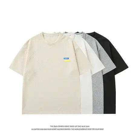 美式复古墨绿色廓形t恤男夏季500g重磅情侣装短袖oversize7七分袖商品大图