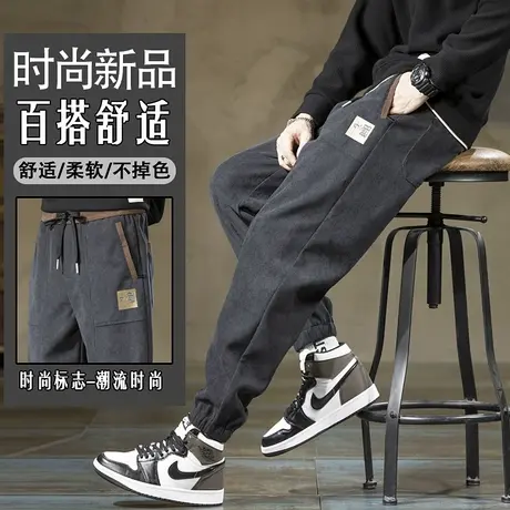 秋冬季加绒加厚休闲长裤子男士2023年新款博奥绒宽松束脚运动裤子商品大图