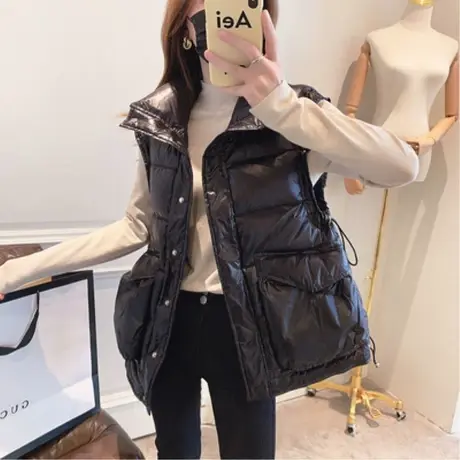 2023年秋冬季新款韩版羽绒棉马甲女短款宽松外穿无袖马夹背心坎肩图片
