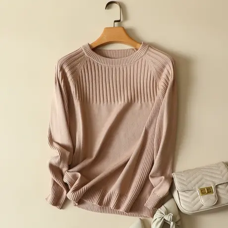 打底毛衣女春装2024年新款时尚外穿宽松洋气秋冬短款圆领针织衫潮商品大图