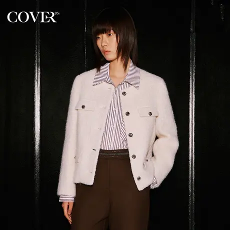 COVER冬季马海毛圈圈纱美拉德外套商品大图