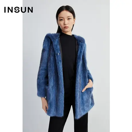 INSUN恩裳线上专选冬季水貂皮草奢华感毛皮大衣图片