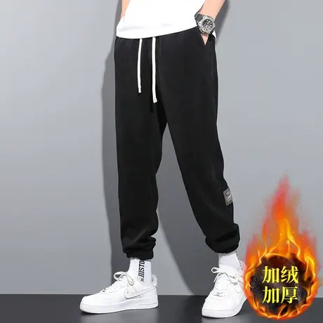 裤子男春秋冬季韩版潮流束脚卫裤潮牌哈伦运动加绒加厚宽松休闲裤商品大图