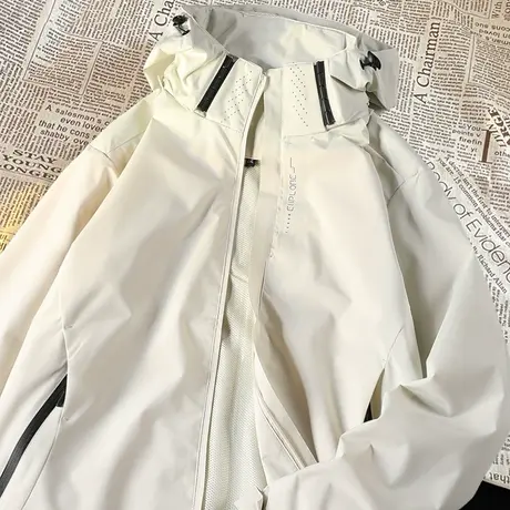 美式户外登山服防水黑武士冲锋衣男士防晒外套夏薄款宽松情侣夹克商品大图