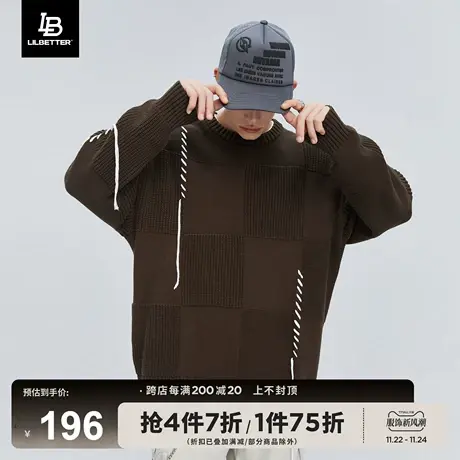 LiLbetter毛衣男新款潮流线衣宽松hiphop上衣设计感针织衫外套潮商品大图