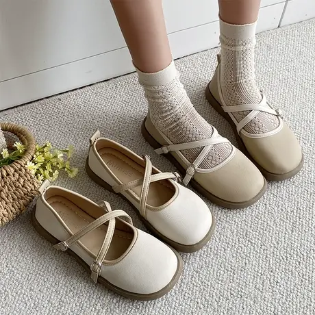 复古浅口圆头仙女风配裙子单鞋女2023新款夏季法式晚风爆款小皮鞋商品大图