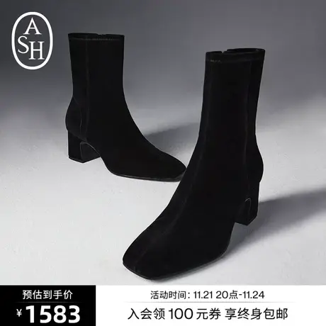 ASH女鞋新款CINDY BIS粗跟低筒高跟鞋方头时装靴瘦瘦靴商品大图