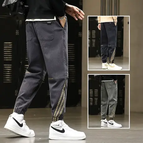 秋冬款痞帅潮牌工装休闲长裤男士束脚宽松冬季2023新款冬天男裤子商品大图