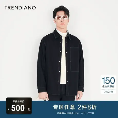 TRENDIANO官方男装秋冬季新款宽松长袖牛仔衬衫外套男士潮牌商品大图