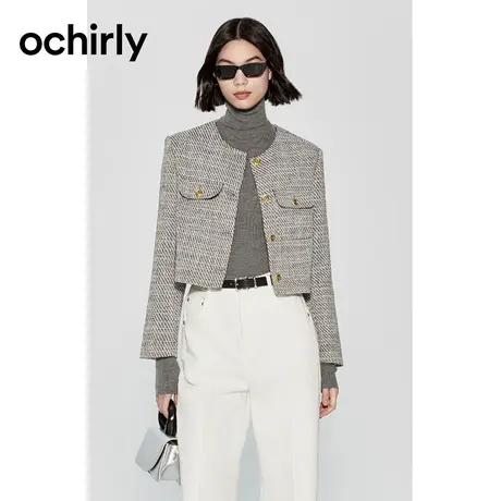 小香风外套格雷系 欧时力 金线花式纱 高级法式2023新款春装女图片