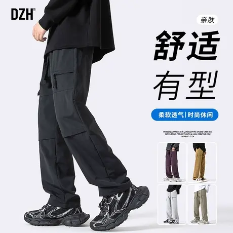 男士伞兵裤黑色显瘦裤子美式高街防风冲锋裤男款直筒工装裤男春季商品大图