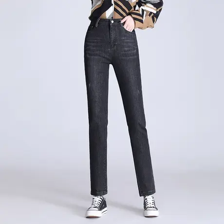 时尚弹力牛仔小脚裤女春季2024新款高腰显瘦小个子百搭休闲裤长裤图片