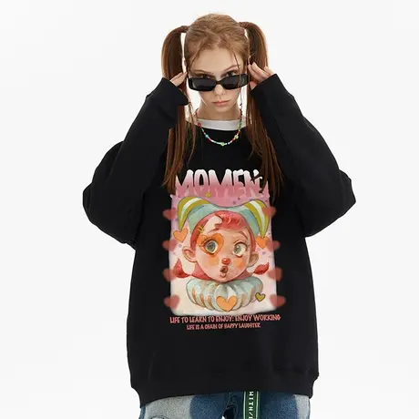 Nuthink多巴胺冬季无帽直喷小丑卫衣潮牌男女同款宽松潮流上衣潮商品大图