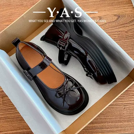 仙女风蝴蝶结玛丽珍小皮鞋女2024春季新款浅口单鞋厚底增高日系潮图片