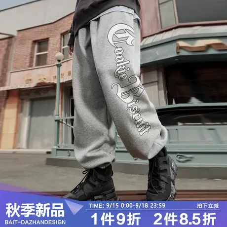 秋季字母印花抽绳束脚裤男女美式潮牌裤子宽松运动休闲直筒长卫裤商品大图