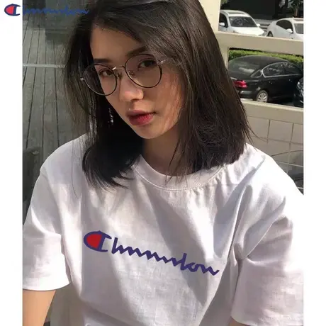 日版卖萌冠军夏季新款纯棉T恤女宽松潮流情侣短袖上衣ins潮牌图片