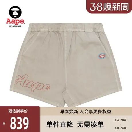 Aape旗舰店女装春夏猿颜徽章字母印花水洗休闲短裤B606XAM商品大图