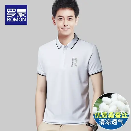 罗蒙夏季冰丝短袖t恤男士polo衫翻领体恤2023新款休闲上衣服男款图片