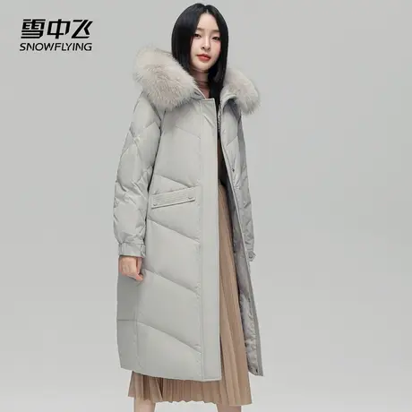 雪中飞羽绒服女2023新款冬季狐狸大毛领长款过膝显瘦宽松保暖外套图片