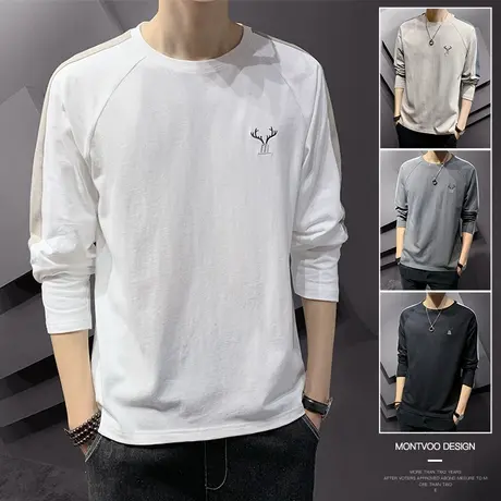 长袖t恤男2023春秋季棉感潮流秋衣潮牌卫衣秋装上衣服秋冬打底衫商品大图