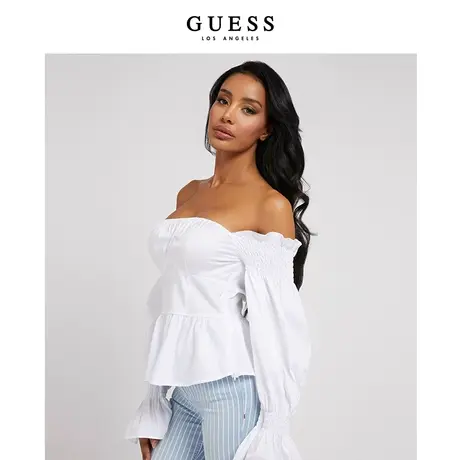 GUESS 新品女士性感慵懒衬衫上衣-W2GH34WAF10商品大图