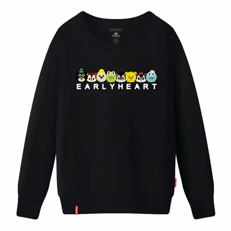 Ohlyah品牌冬装加绒卫衣新品2016男女学生卡通字母印花厚圆领上衣商品大图