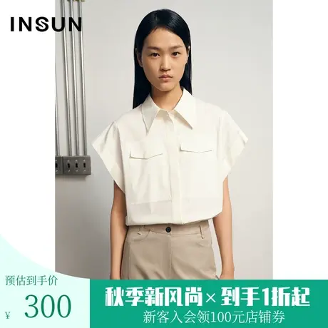 恩裳商场同款夏季女时尚翻领宽松袖口简约舒适百搭休闲衬衫图片