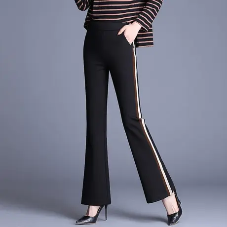 侧条纹休闲喇叭裤女秋季2023新款高腰显瘦垂感通勤时尚微喇长裤子商品大图