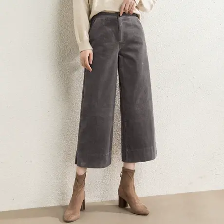 九分灯芯绒阔腿裤女秋冬2023新款小个子八分裤七分条绒裤妈妈裤子商品大图