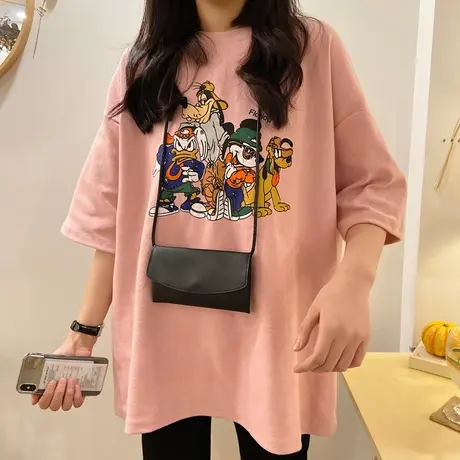 开学季短袖t恤女夏装宽松韩版ins原宿bf慵懒风百搭蹦迪半袖上衣服图片