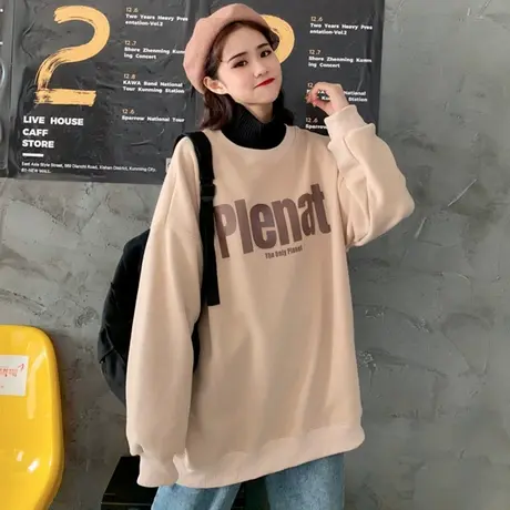 chic港味卫衣女2020新款秋冬ins宽松韩版假两件上衣加绒加厚外套图片