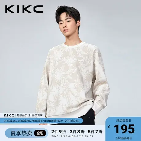 kikc卫衣男2023春夏新款商场同款花卉字母刺绣慵懒高级潮流上衣服图片