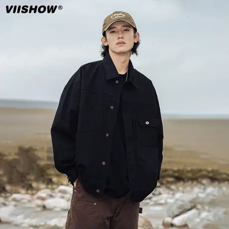 VIISHOW外套男美式复古春秋季新款痞帅潮牌工装设计感飞行夹克商品大图