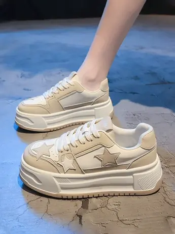 厚底星星鞋女时尚百搭休闲鞋小个子增高爆款板鞋ins超火松糕鞋子商品大图