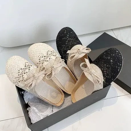 包头半拖鞋2023新款拖鞋女夏季外穿平底无后跟懒人一脚蹬凉拖网红商品大图