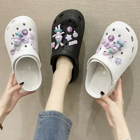 凉拖鞋女外穿可爱洞洞鞋2023年厚底增高防滑时尚松糕防滑沙滩鞋女商品大图