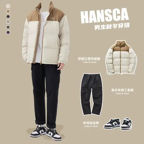 hansca鸭绒羽绒服男冬季加厚保暖2023新款高级感深冬装搭配一整套图片