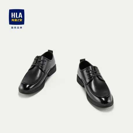 HLA/海澜之家系圆头系带正装皮鞋2023秋新款牛皮耐穿系带鞋男鞋商品大图