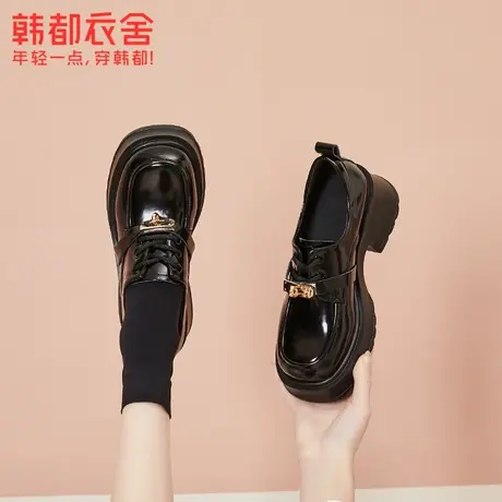 韩都衣舍厚底乐福鞋女夏季2023新款春秋增高鞋子单鞋英伦风小皮鞋图片