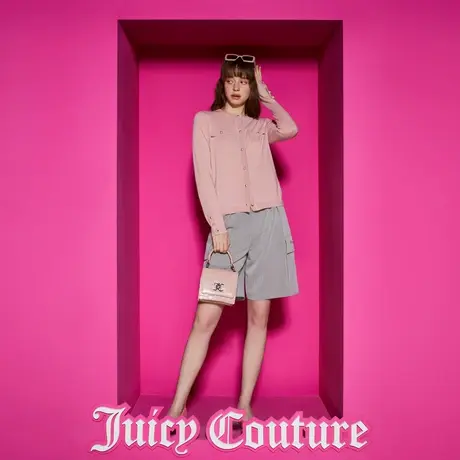 Juicy Couture橘滋2023新款甜美淑女珍珠扣开襟女针织衫商品大图