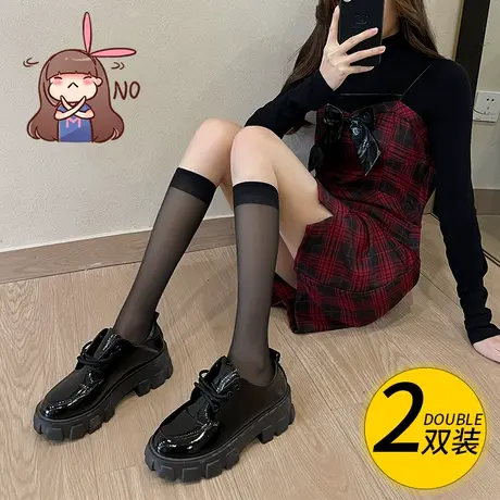 白色jk小腿袜日系中筒丝袜夏季薄款过膝长筒女潮ins外穿黑色袜子图片