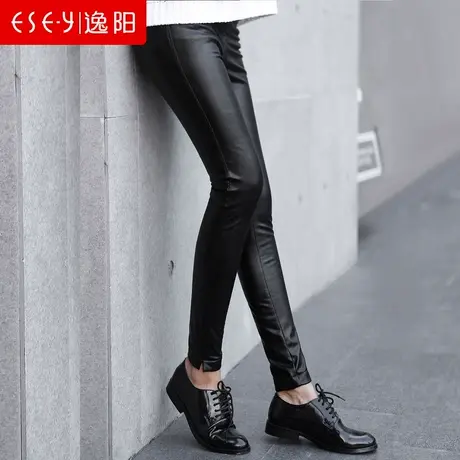 逸阳女裤新款冬季PU皮裤加绒保暖打底裤女外穿显瘦亮面铅笔裤图片