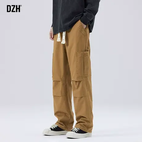 男士卡其色工装裤男秋季潮牌裤子2023新款伐木裤美式直筒休闲长裤图片